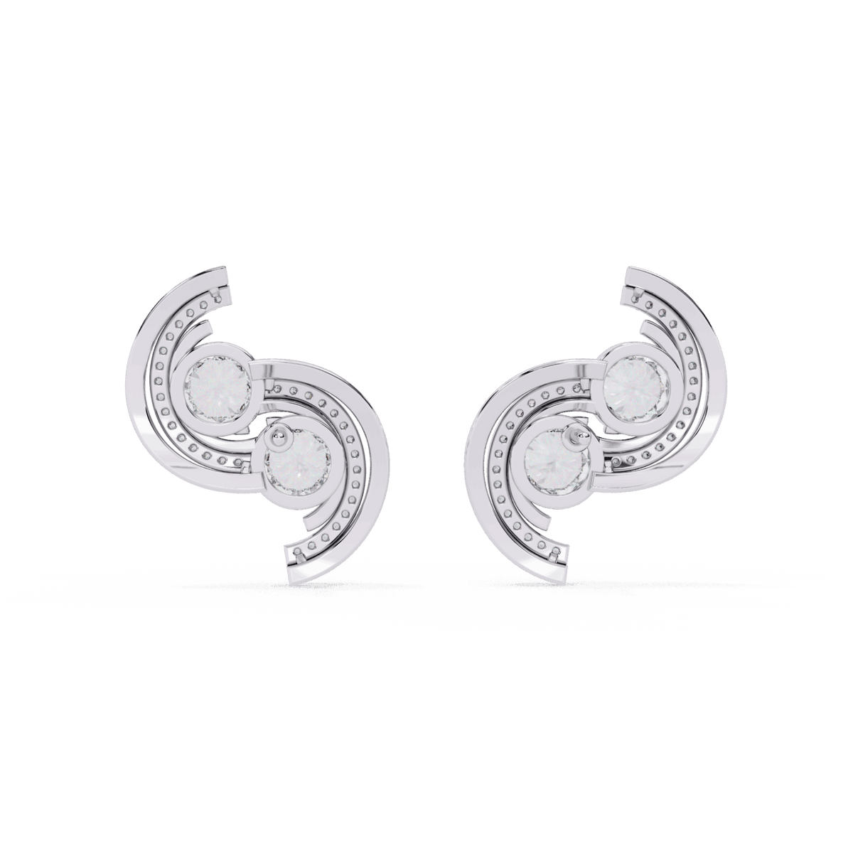 2 Carat Modern Round Duo Stud Earrings in Moissanite | House of Estara