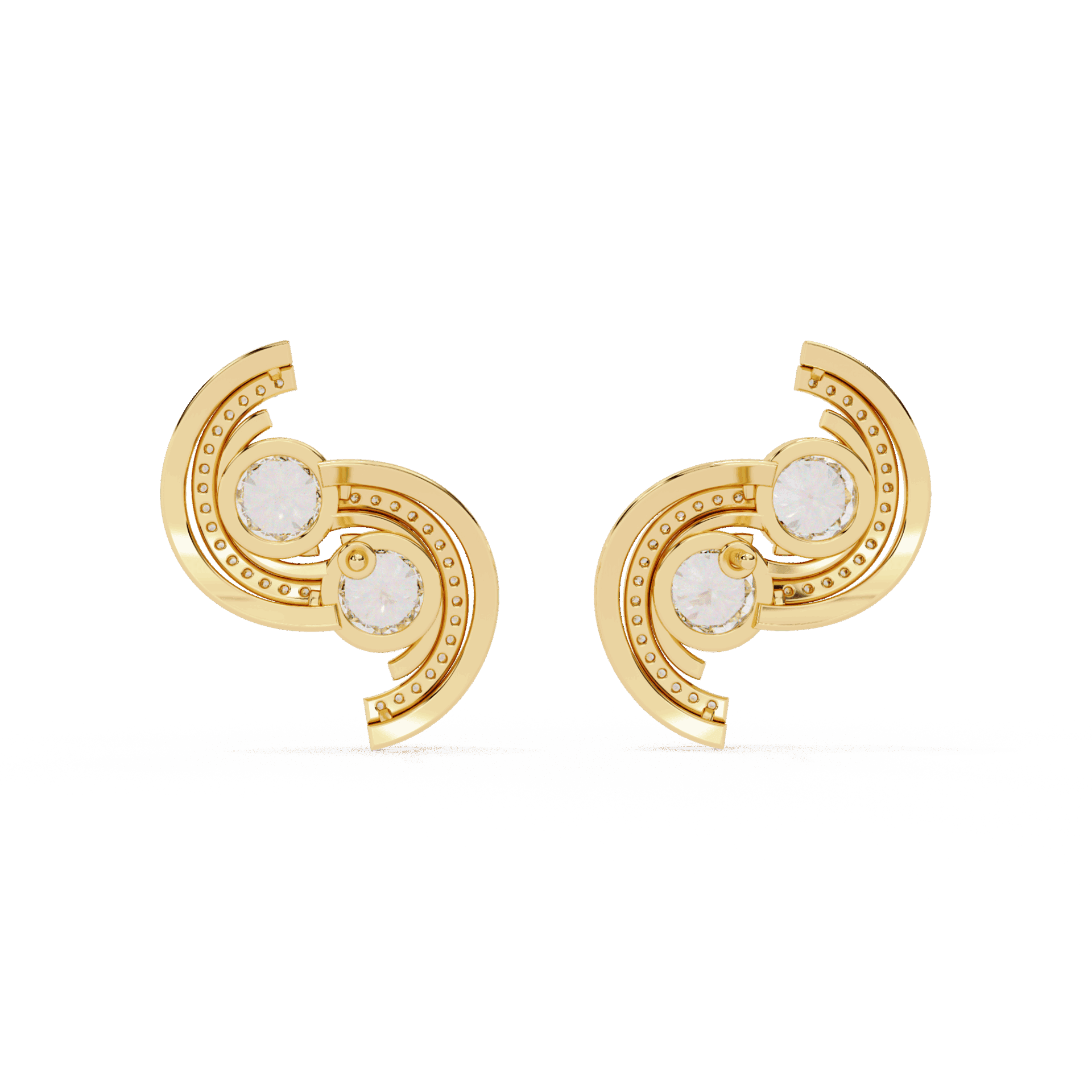 2 Carat Modern Round Duo Stud Earrings in Moissanite | House of Estara