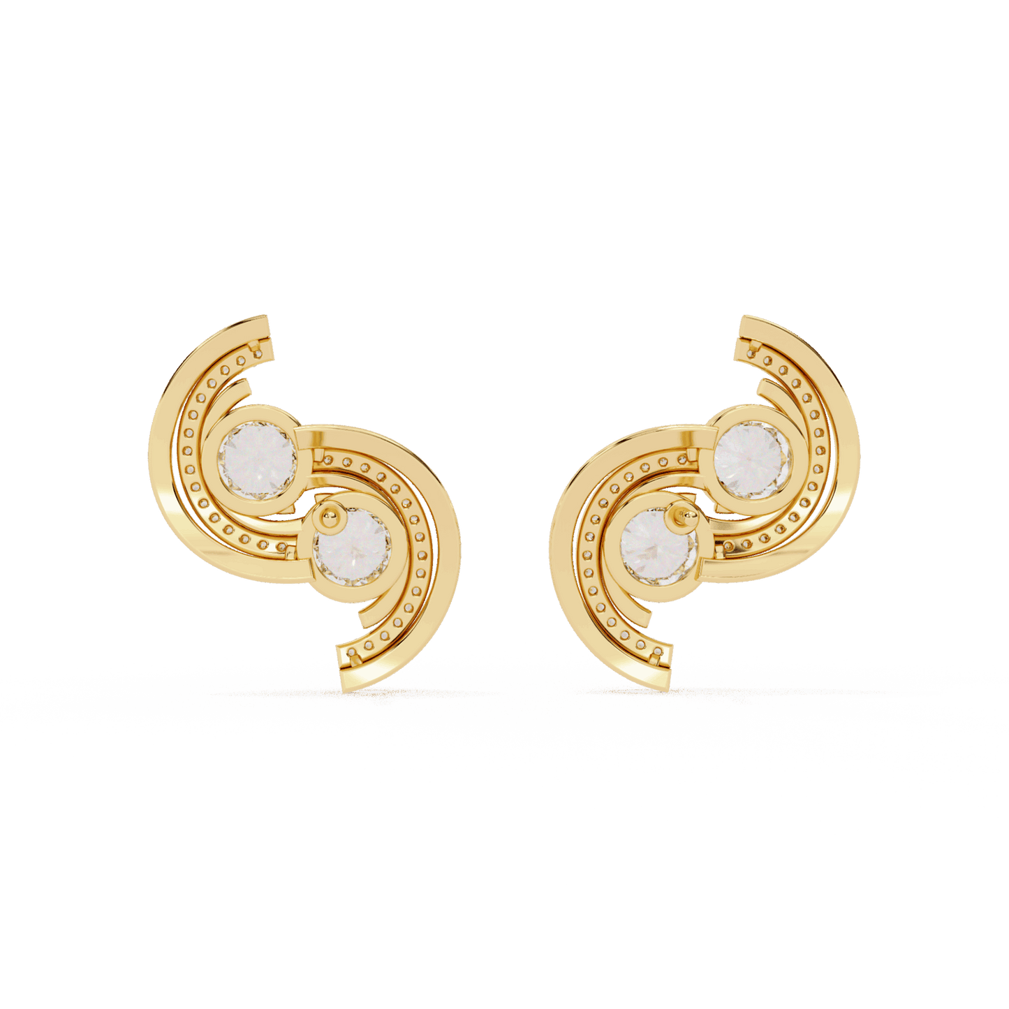 2 Carat Modern Round Duo Stud Earrings in Moissanite | House of Estara