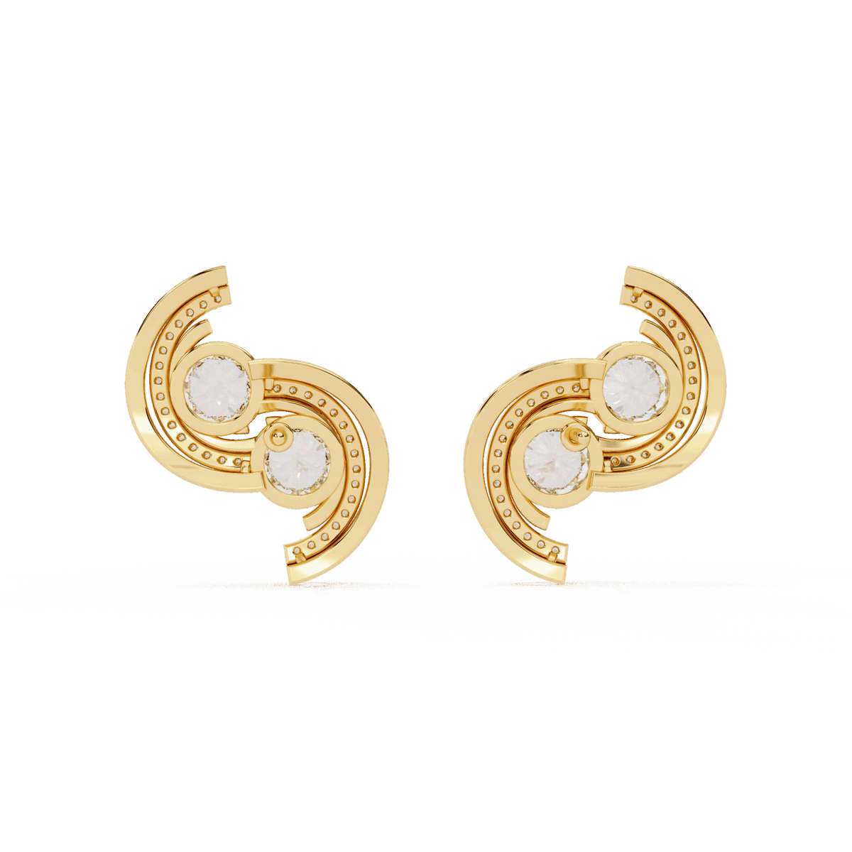 2 Carat Modern Round Duo Stud Earrings in Moissanite | House of Estara