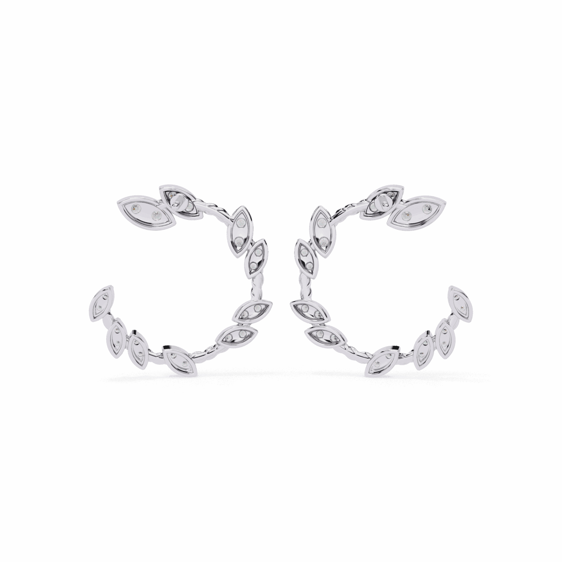 0.7 Carat Marquise Vine Hoop Earrings in Moissanite | House of Estara