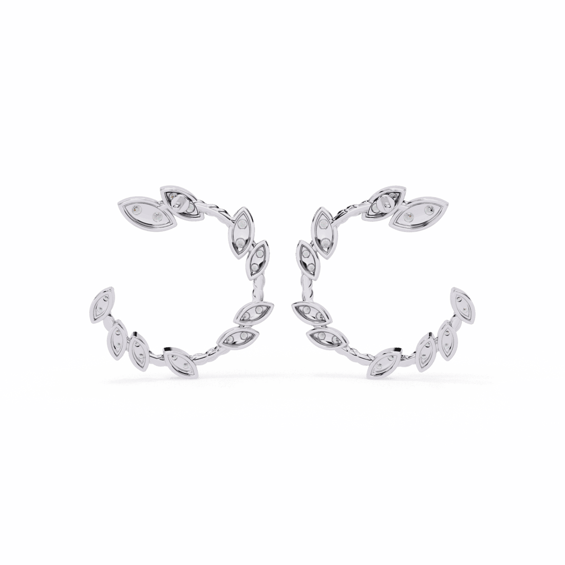 0.7 Carat Marquise Vine Hoop Earrings in Moissanite | House of Estara