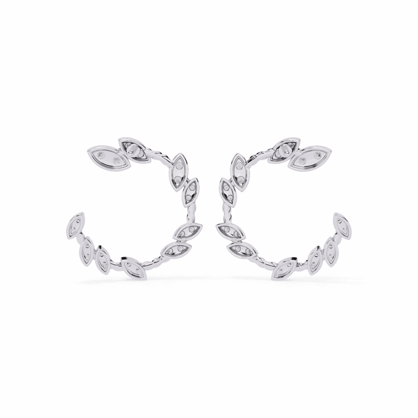 0.7 Carat Marquise Vine Hoop Earrings in Moissanite | House of Estara