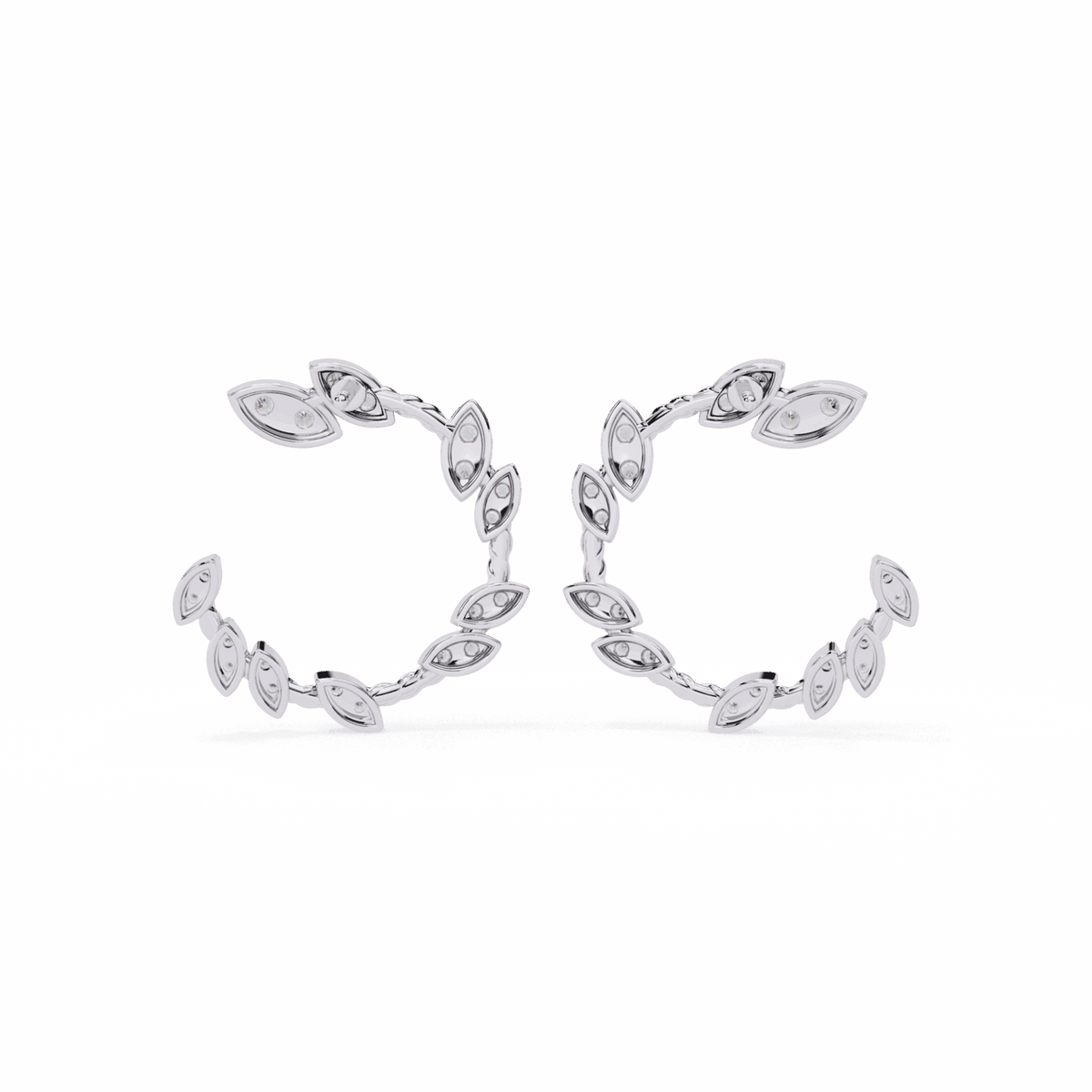 0.7 Carat Marquise Vine Hoop Earrings in Moissanite | House of Estara