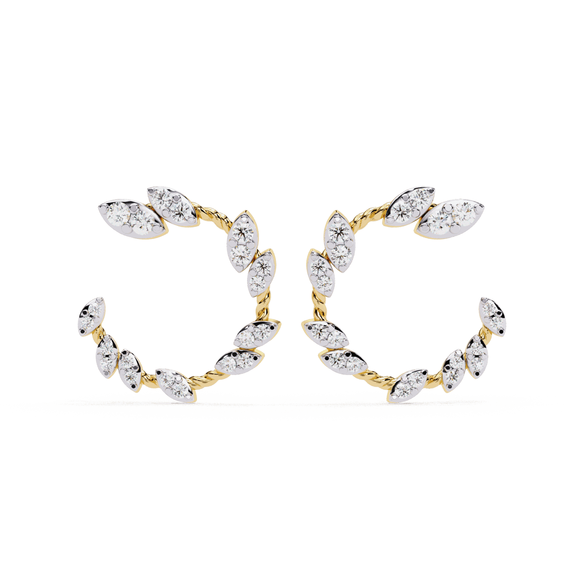 0.7 Carat Marquise Vine Hoop Earrings in Moissanite | House of Estara