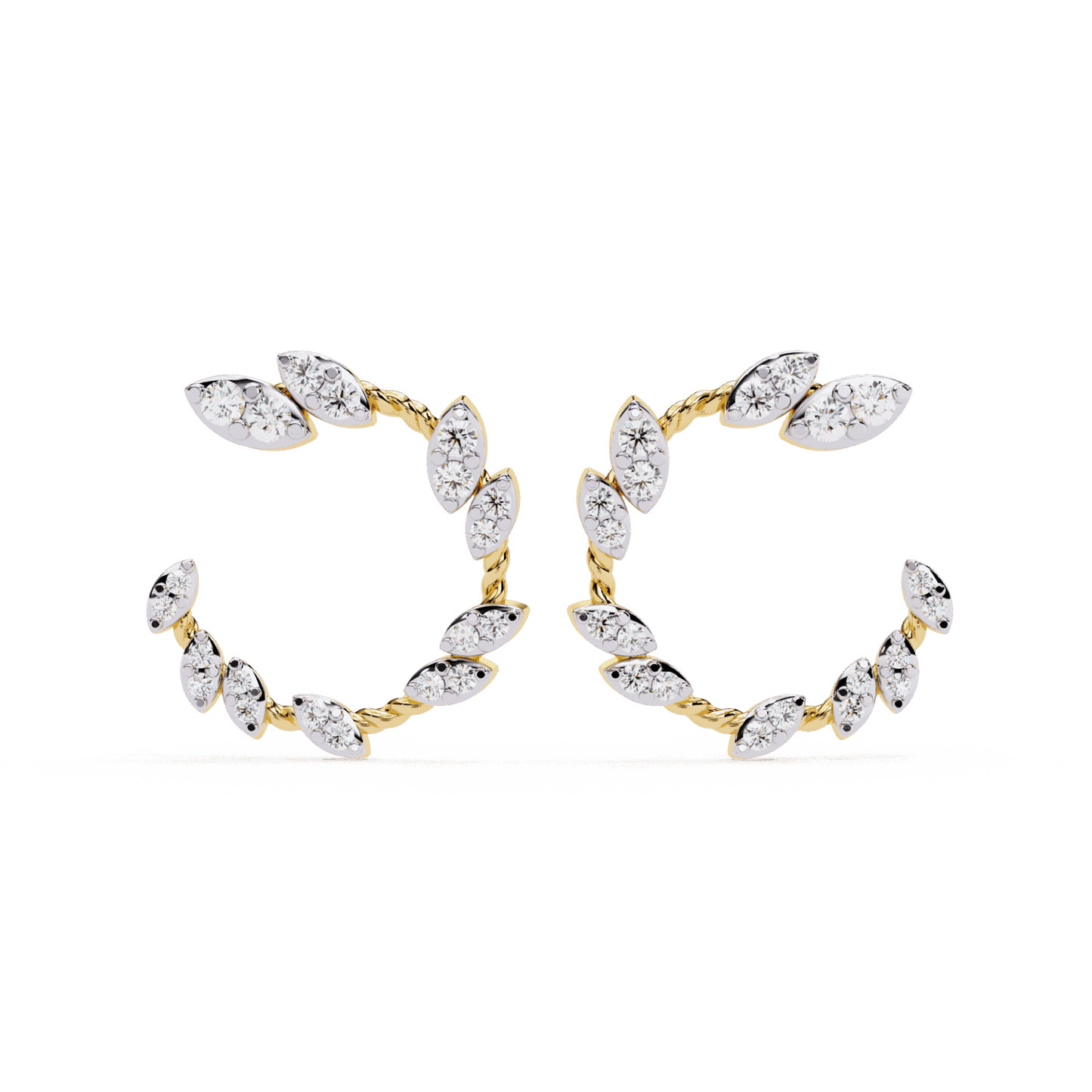 0.7 Carat Marquise Vine Hoop Earrings in Moissanite | House of Estara