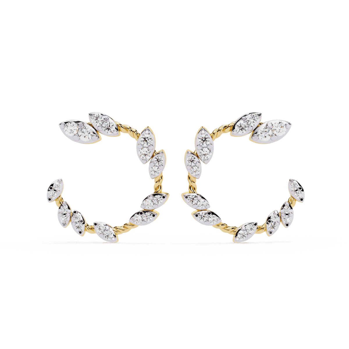 0.7 Carat Marquise Vine Hoop Earrings in Moissanite | House of Estara