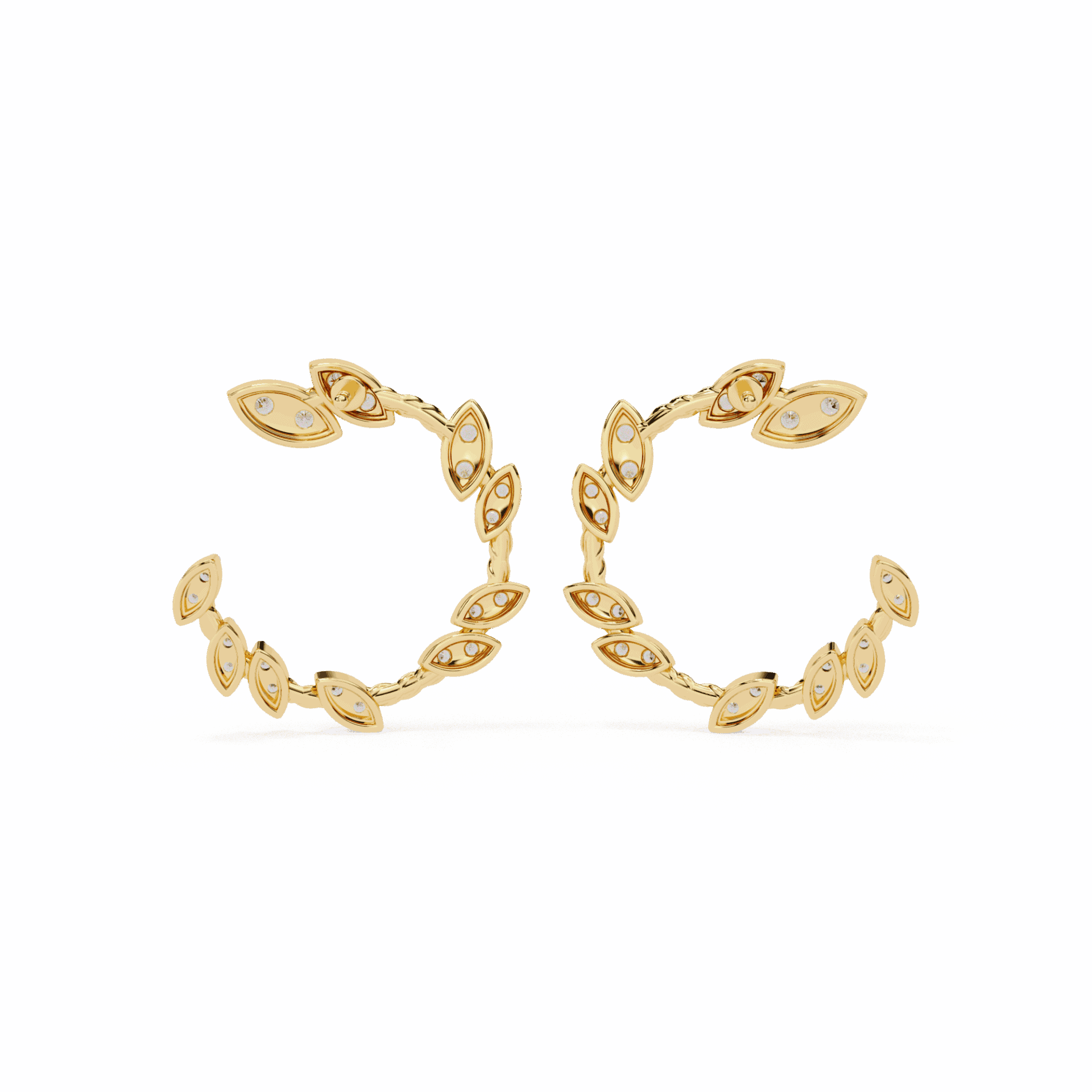0.7 Carat Marquise Vine Hoop Earrings in Moissanite | House of Estara