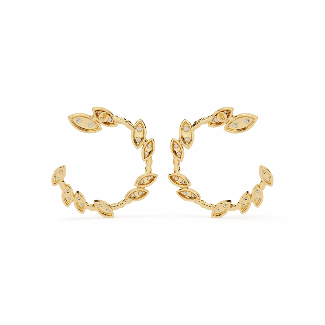 0.7 Carat Marquise Vine Hoop Earrings in Moissanite | House of Estara