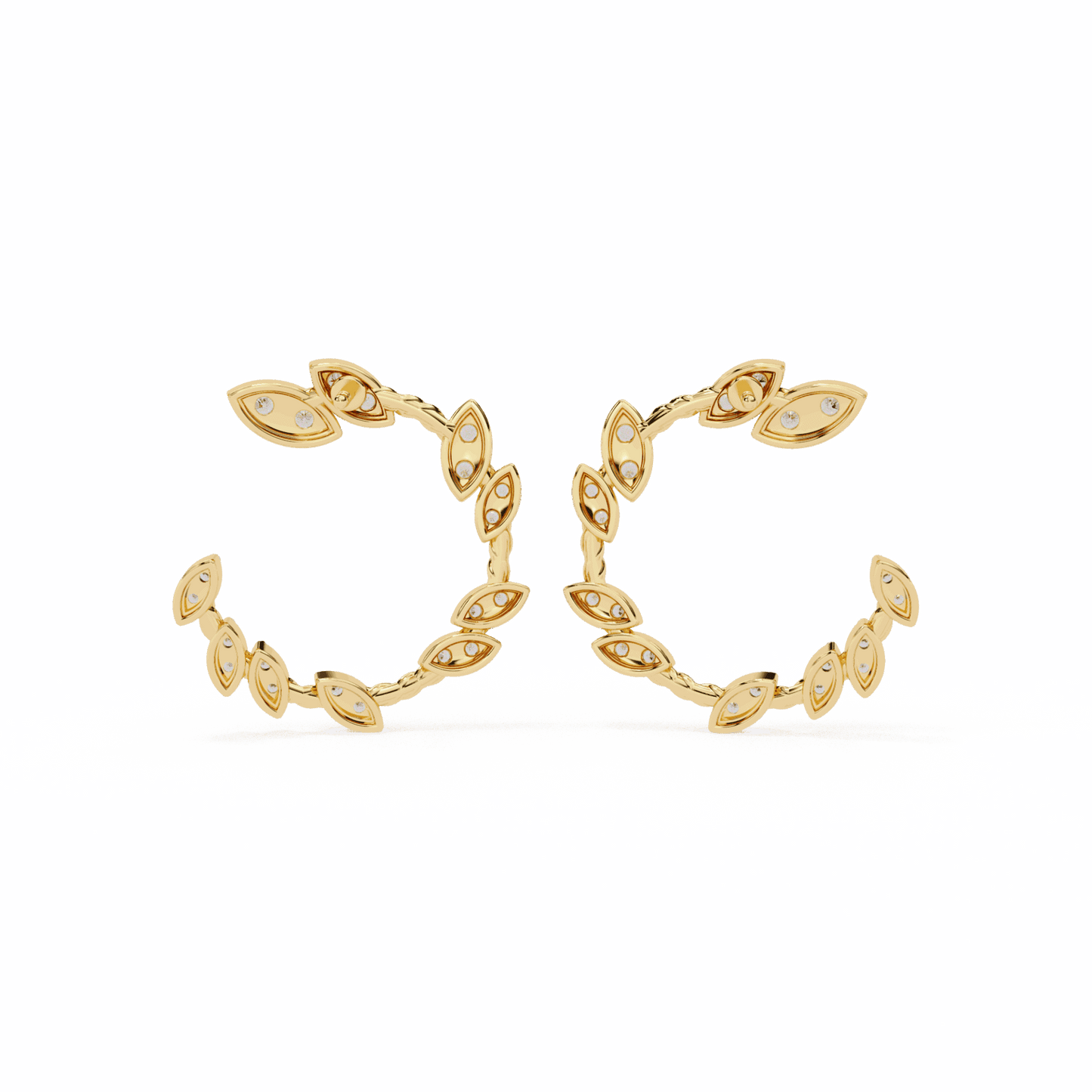 0.7 Carat Marquise Vine Hoop Earrings in Moissanite | House of Estara