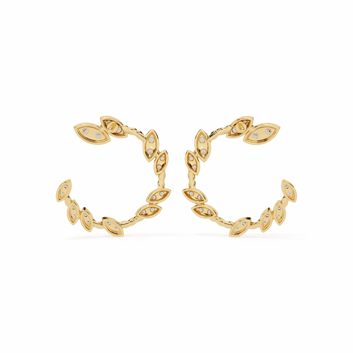 0.7 Carat Marquise Vine Hoop Earrings in Moissanite | House of Estara