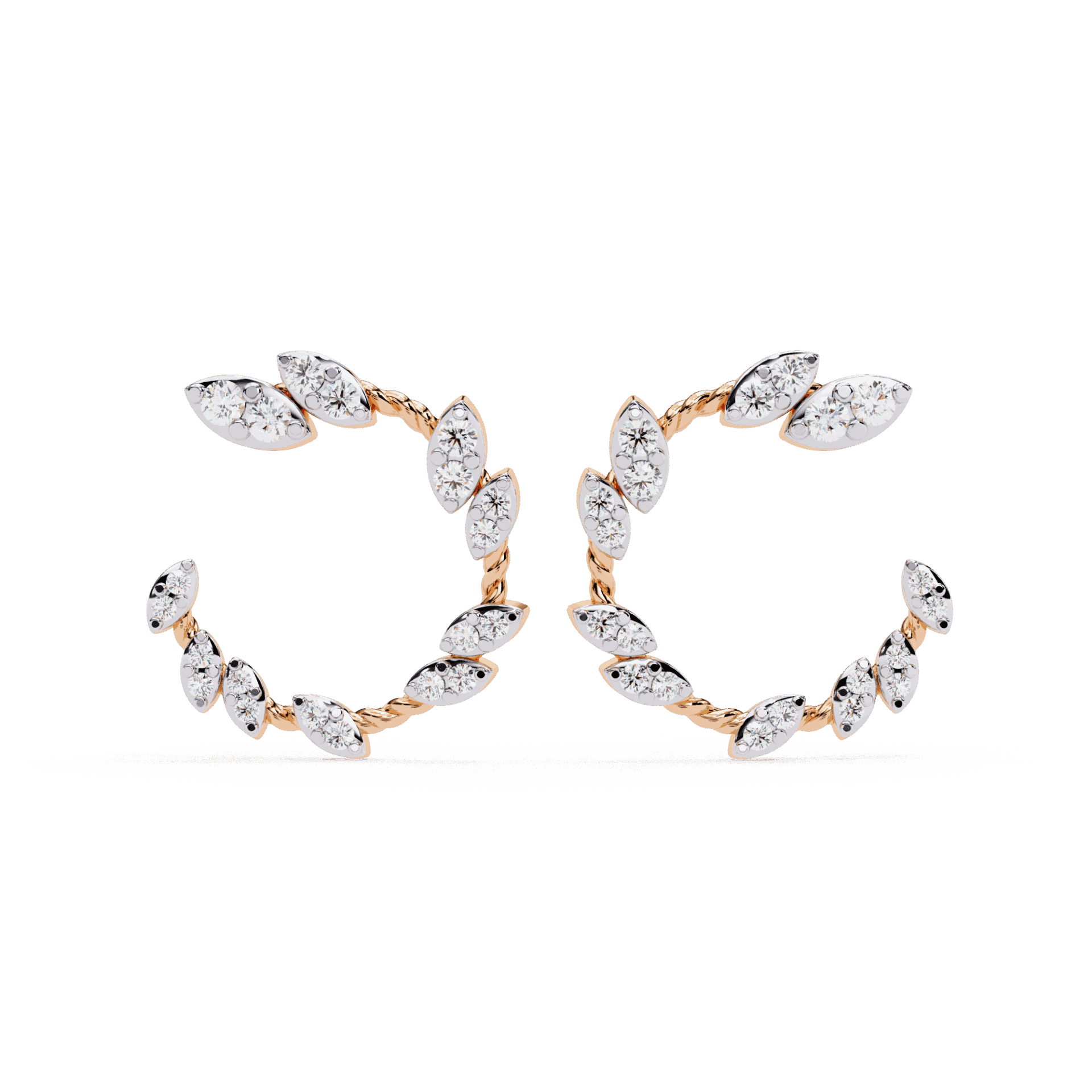 0.7 Carat Marquise Vine Hoop Earrings in Moissanite | House of Estara