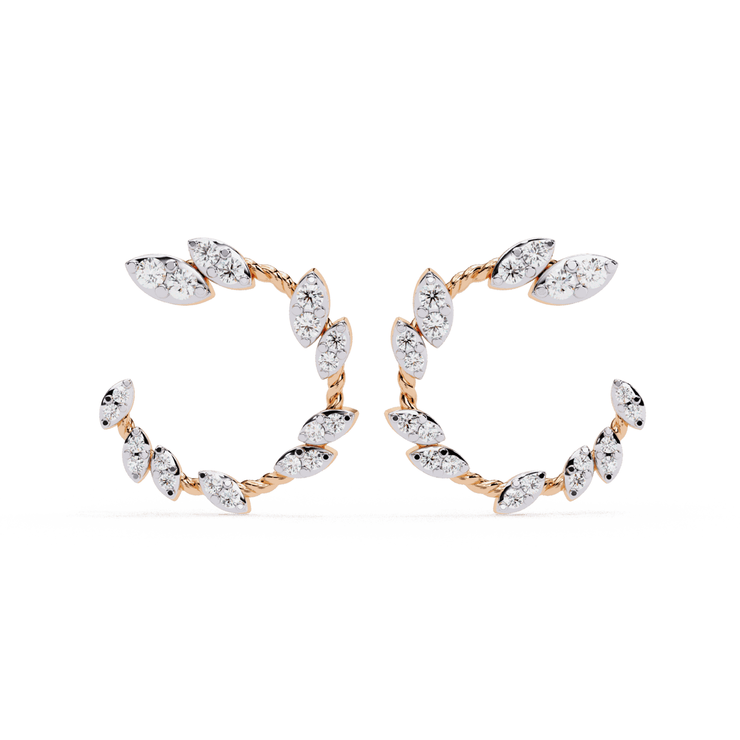 0.7 Carat Marquise Vine Hoop Earrings in Moissanite | House of Estara