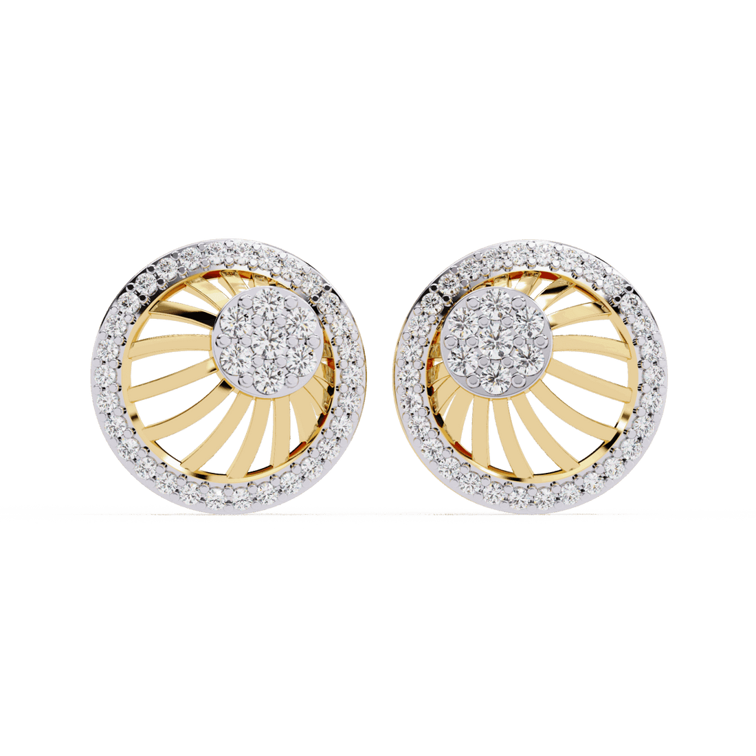 0.4 Carat Round Trio Stud Earrings in Moissanite | House of Estara