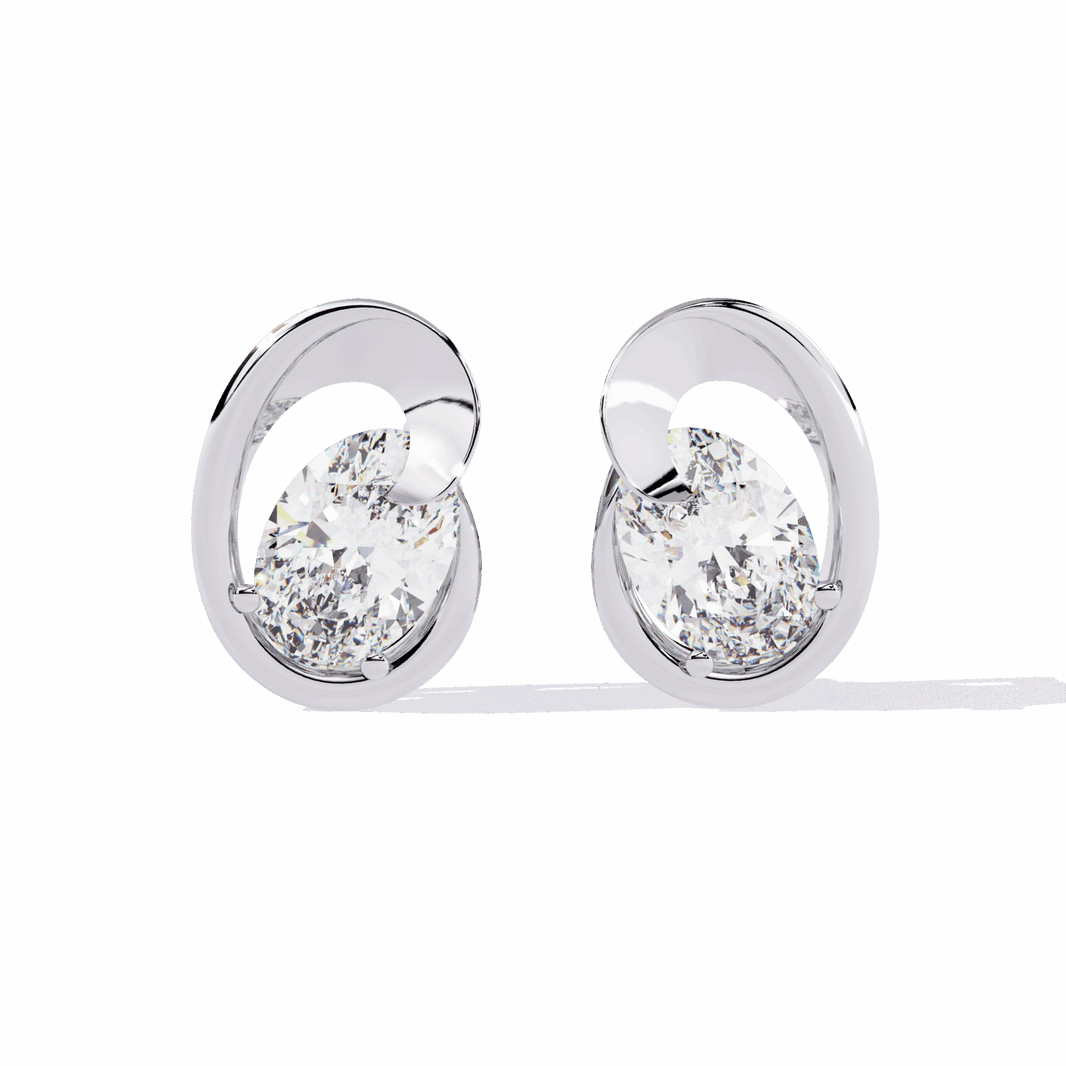 1.25 Carat Oval Solitaire Earrings in Moissanite | House of Estara