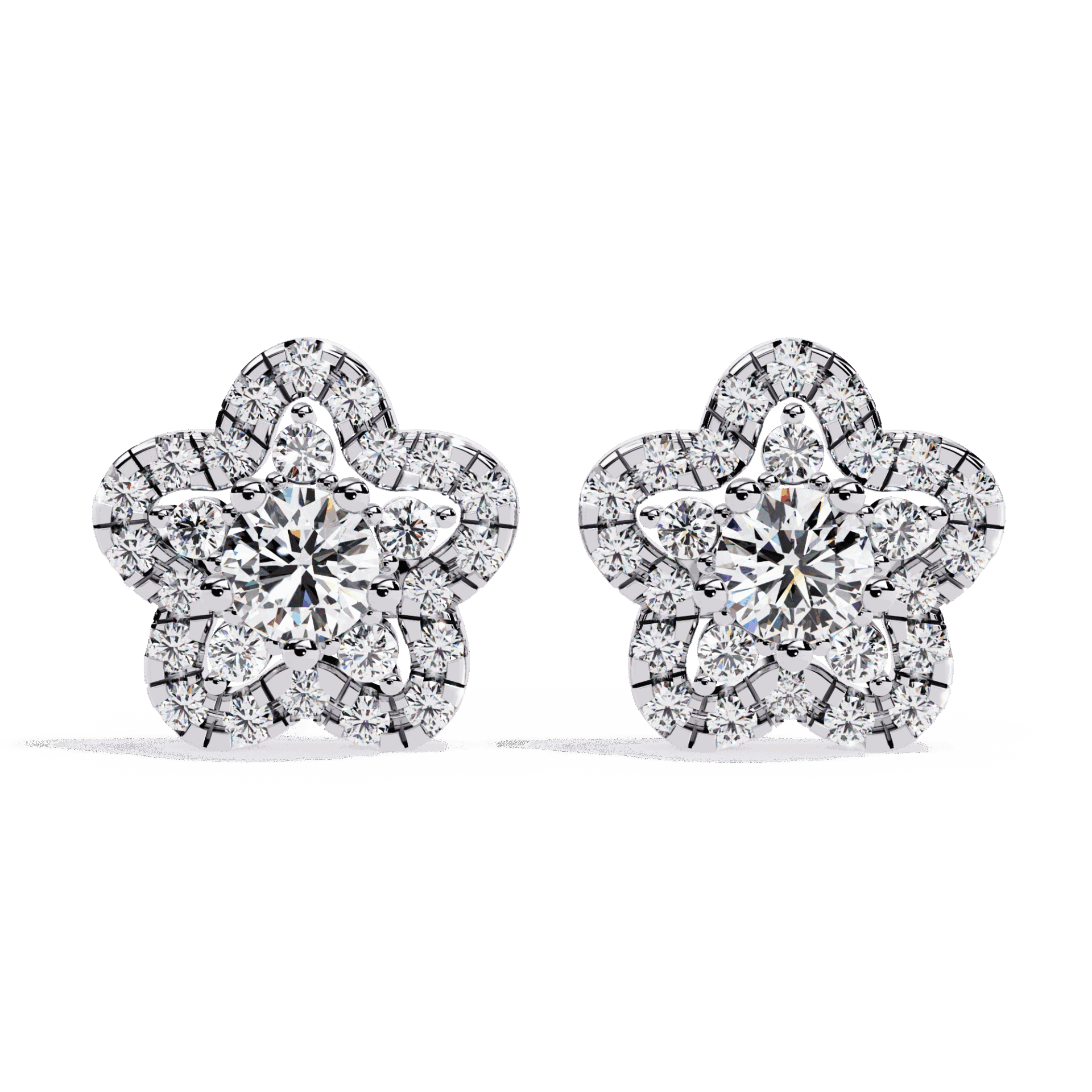0.9 Carat Radiant Round Trio Stud Earrings in Moissanite | House of Estara