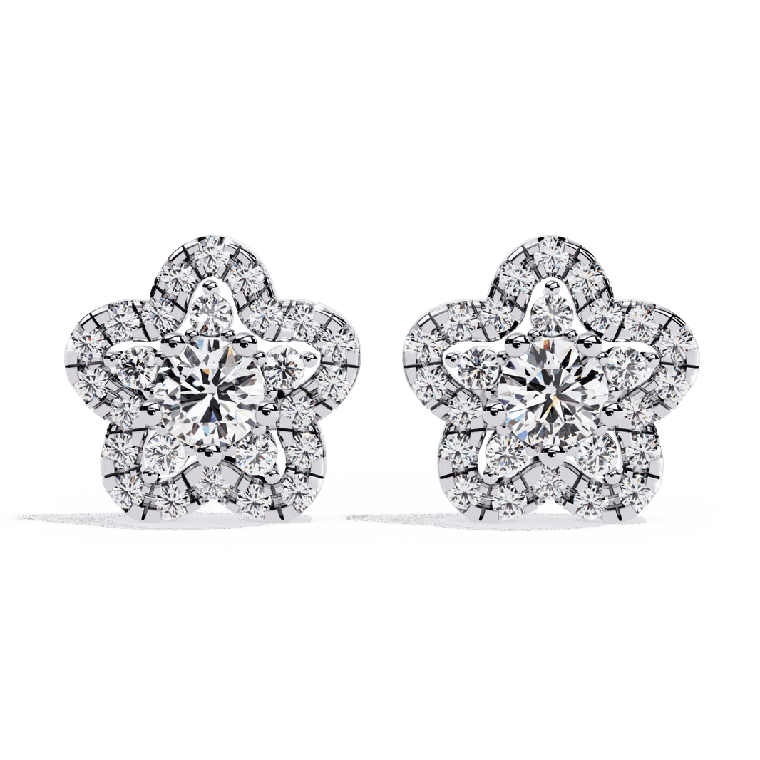0.9 Carat Radiant Round Trio Stud Earrings in Moissanite | House of Estara