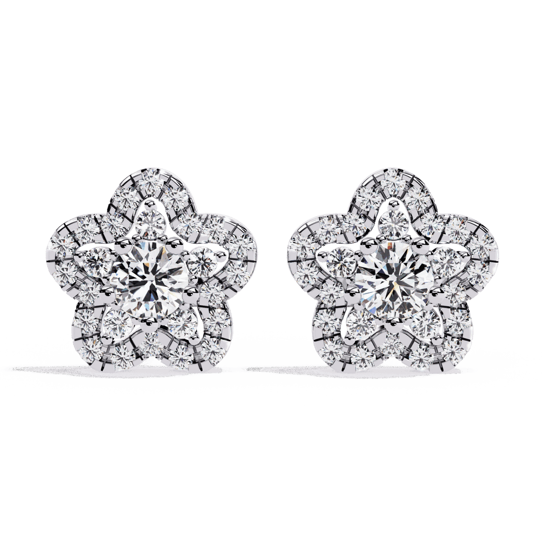 0.9 Carat Radiant Round Trio Stud Earrings in Moissanite | House of Estara