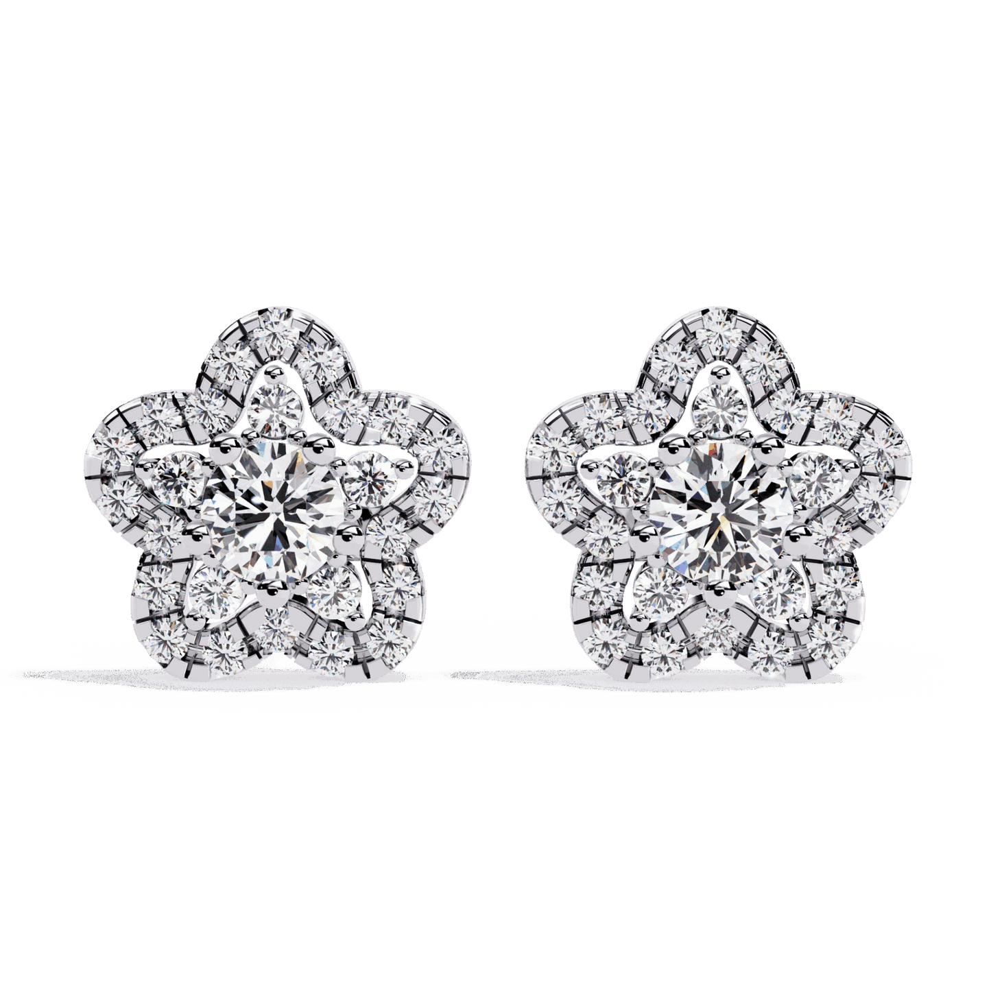 0.9 Carat Radiant Round Trio Stud Earrings in Moissanite | House of Estara