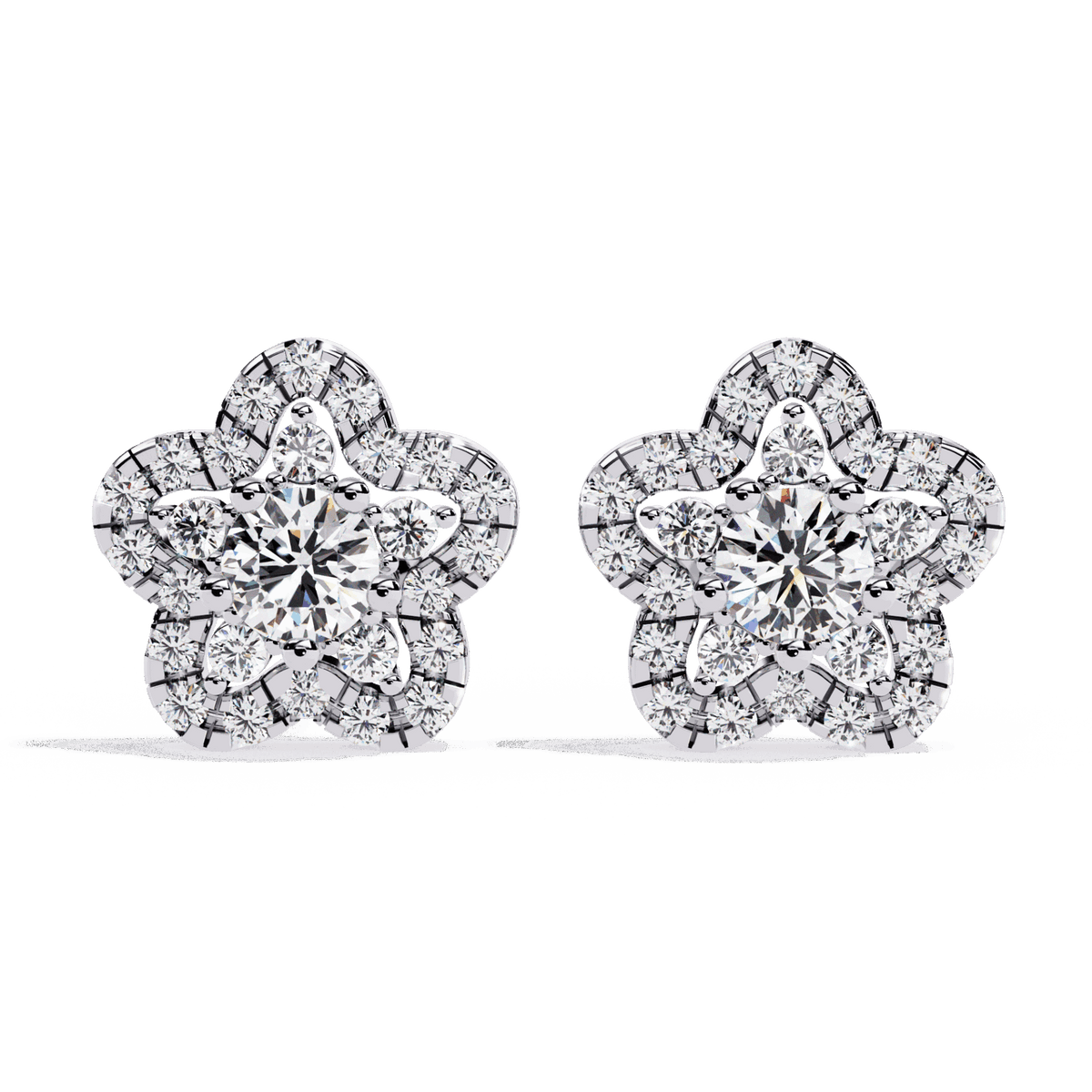 0.9 Carat Radiant Round Trio Stud Earrings in Moissanite | House of Estara