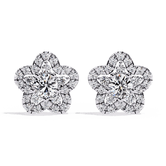 0.9 Carat Radiant Round Trio Stud Earrings in Moissanite | House of Estara