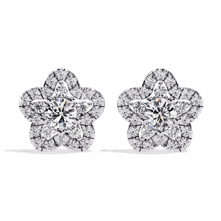 0.9 Carat Radiant Round Trio Stud Earrings in Moissanite | House of Estara