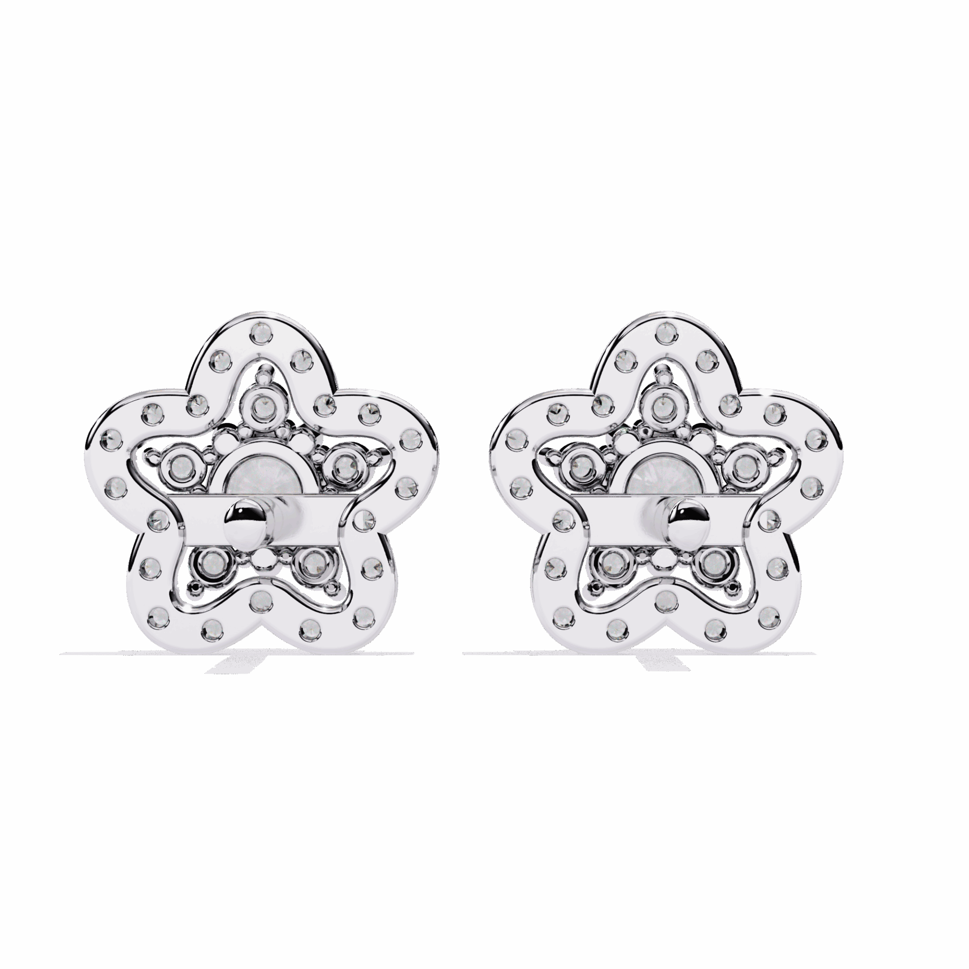 0.9 Carat Radiant Round Trio Stud Earrings in Moissanite | House of Estara