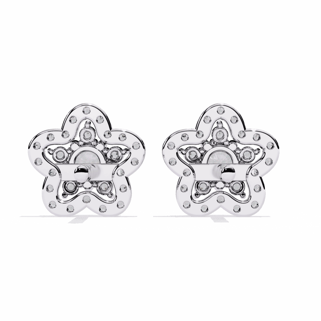 0.9 Carat Radiant Round Trio Stud Earrings in Moissanite | House of Estara