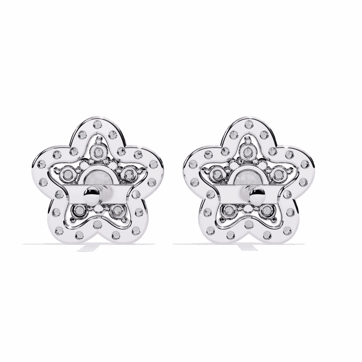 0.9 Carat Radiant Round Trio Stud Earrings in Moissanite | House of Estara
