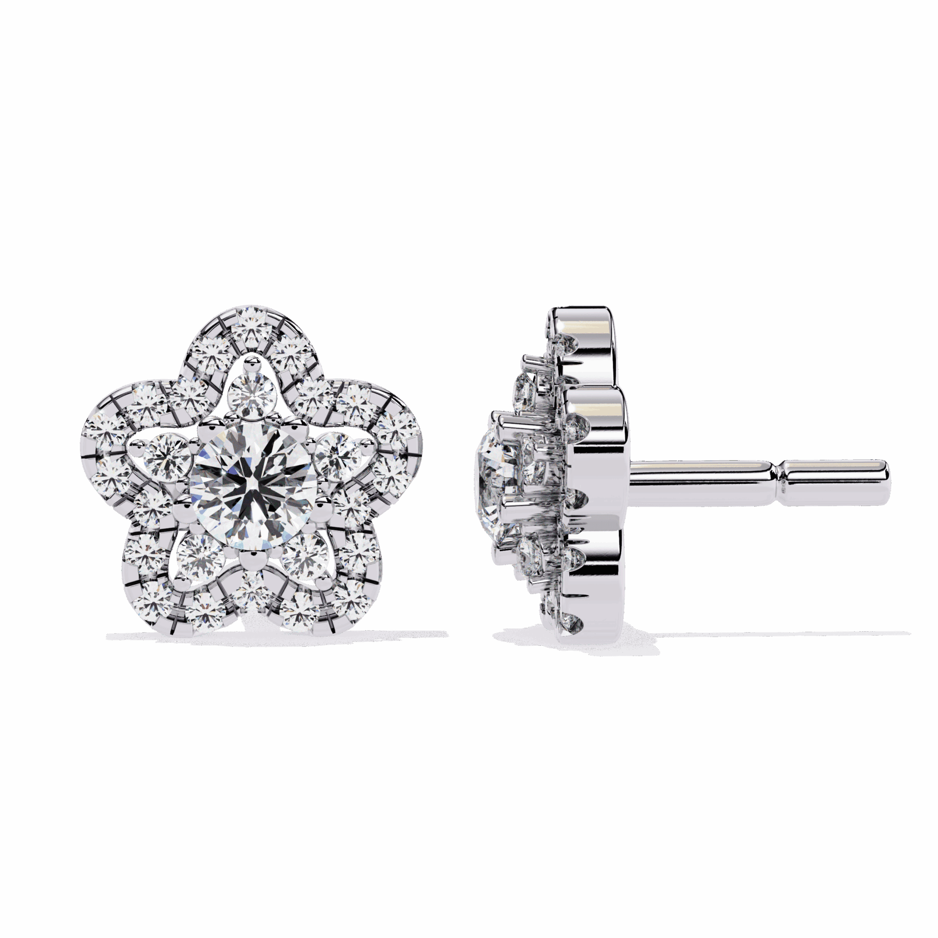 0.9 Carat Radiant Round Trio Stud Earrings in Moissanite | House of Estara