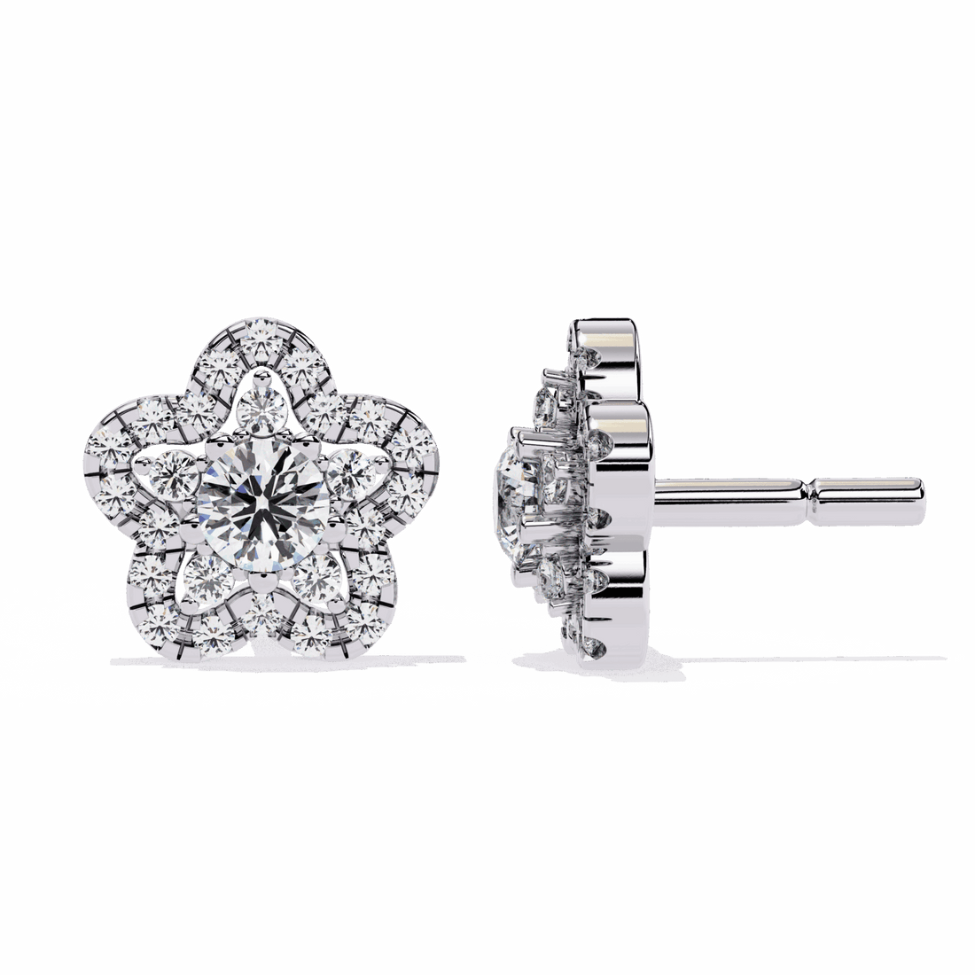0.9 Carat Radiant Round Trio Stud Earrings in Moissanite | House of Estara