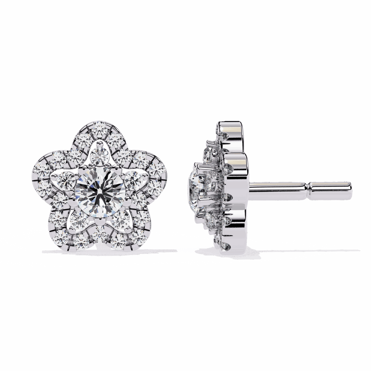 0.9 Carat Radiant Round Trio Stud Earrings in Moissanite | House of Estara