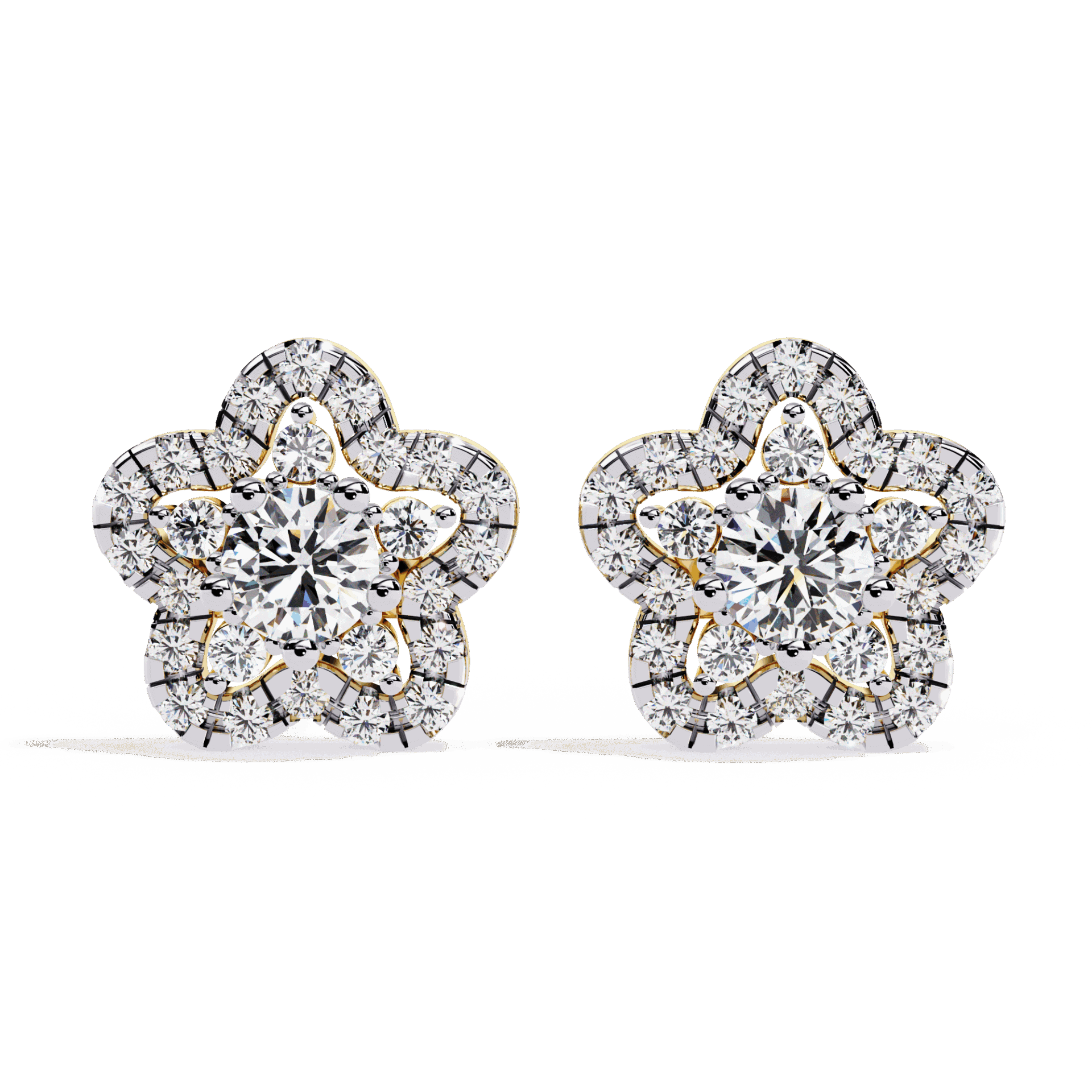 0.9 Carat Radiant Round Trio Stud Earrings in Moissanite | House of Estara