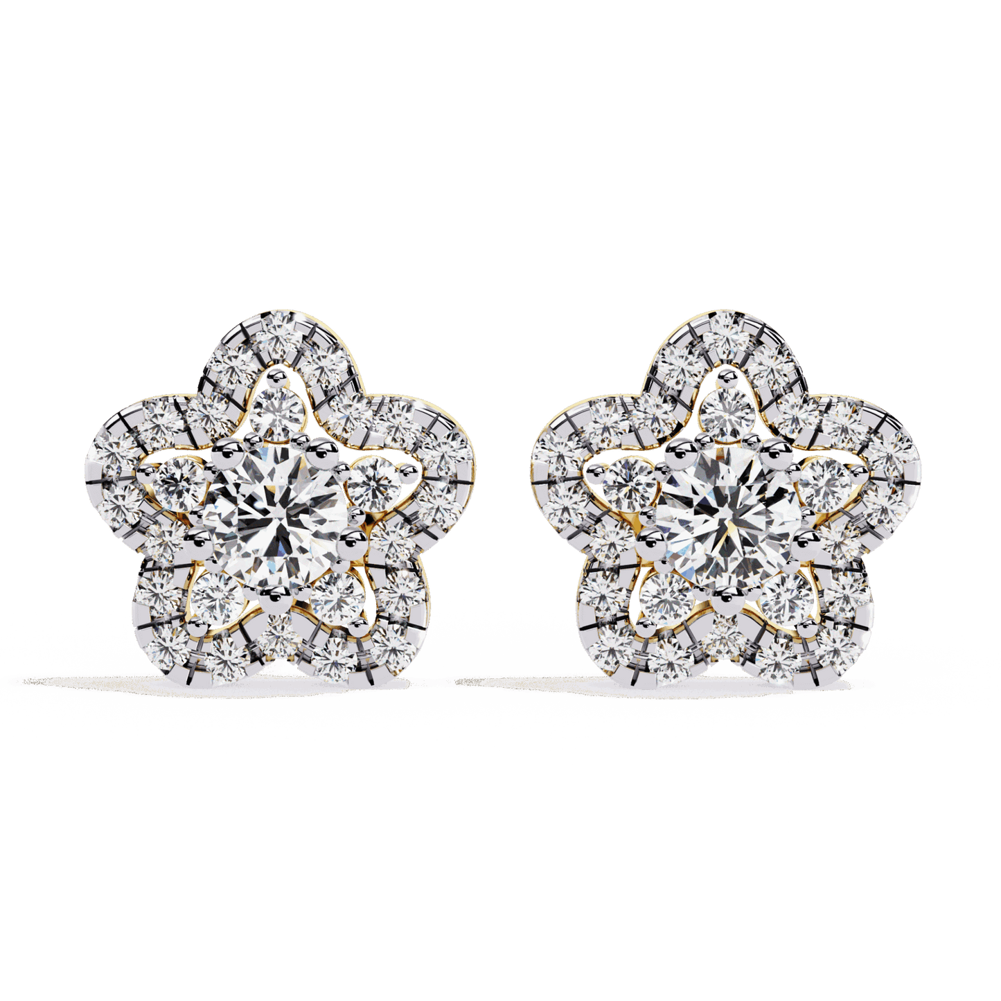 0.9 Carat Radiant Round Trio Stud Earrings in Moissanite | House of Estara