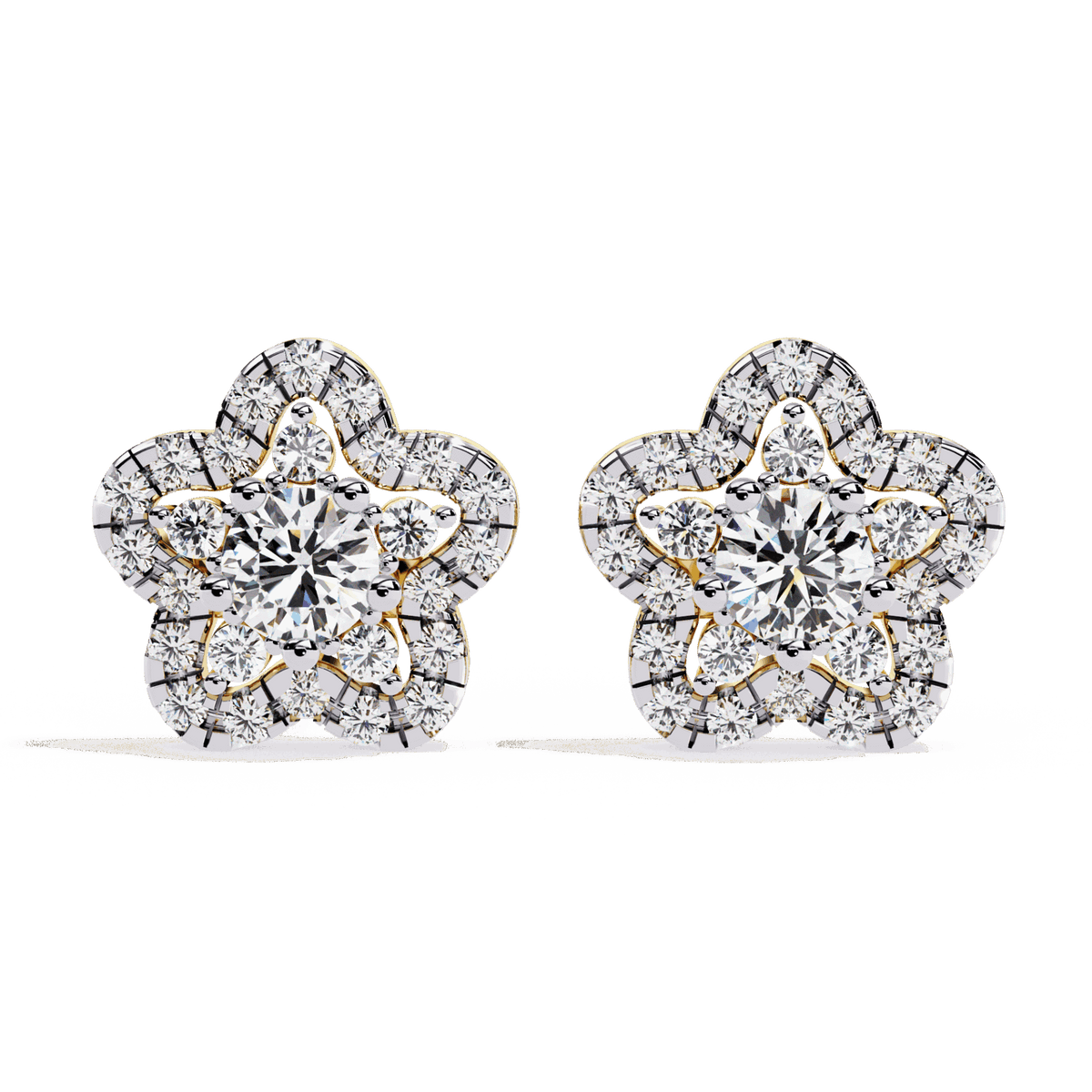 0.9 Carat Radiant Round Trio Stud Earrings in Moissanite | House of Estara
