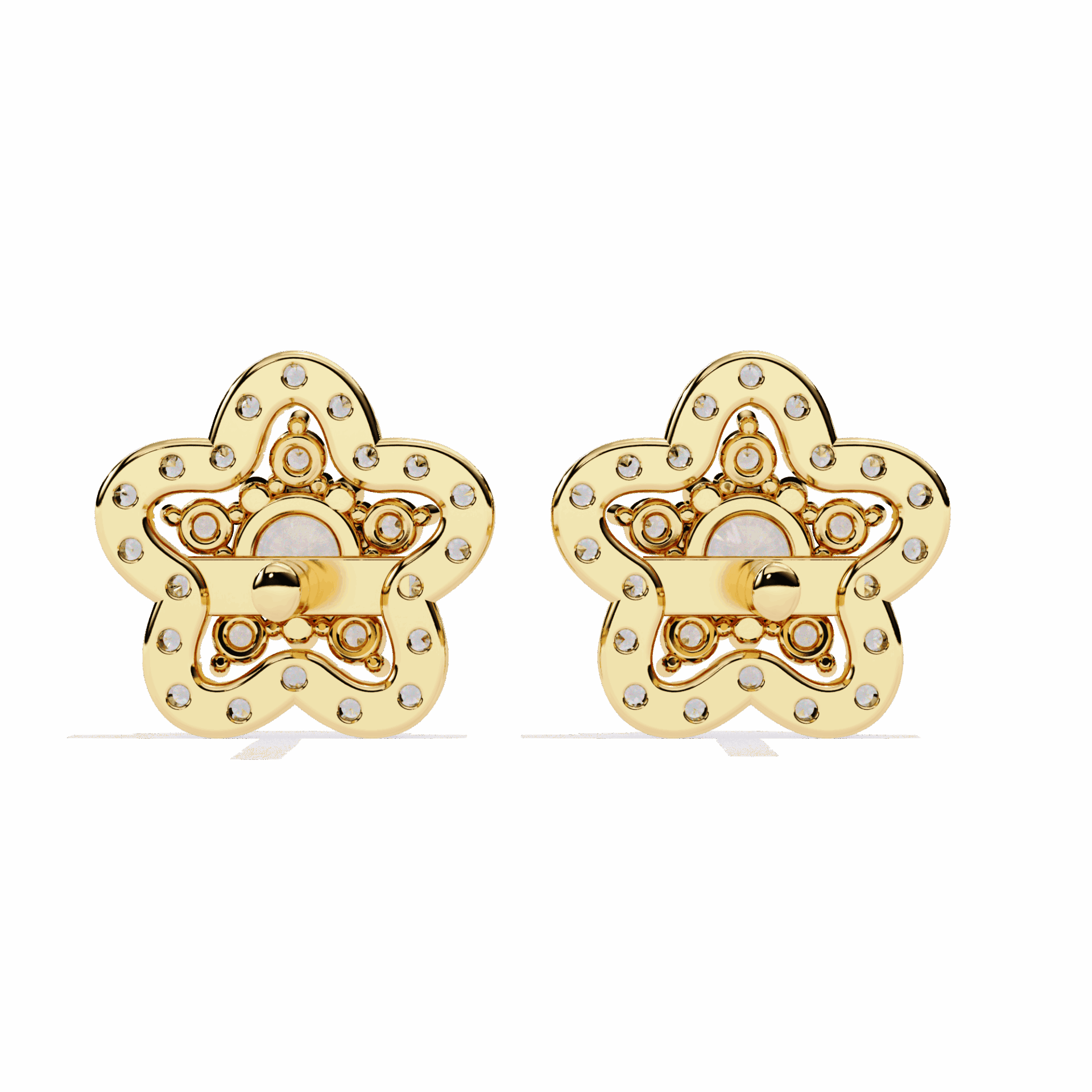 0.9 Carat Radiant Round Trio Stud Earrings in Moissanite | House of Estara