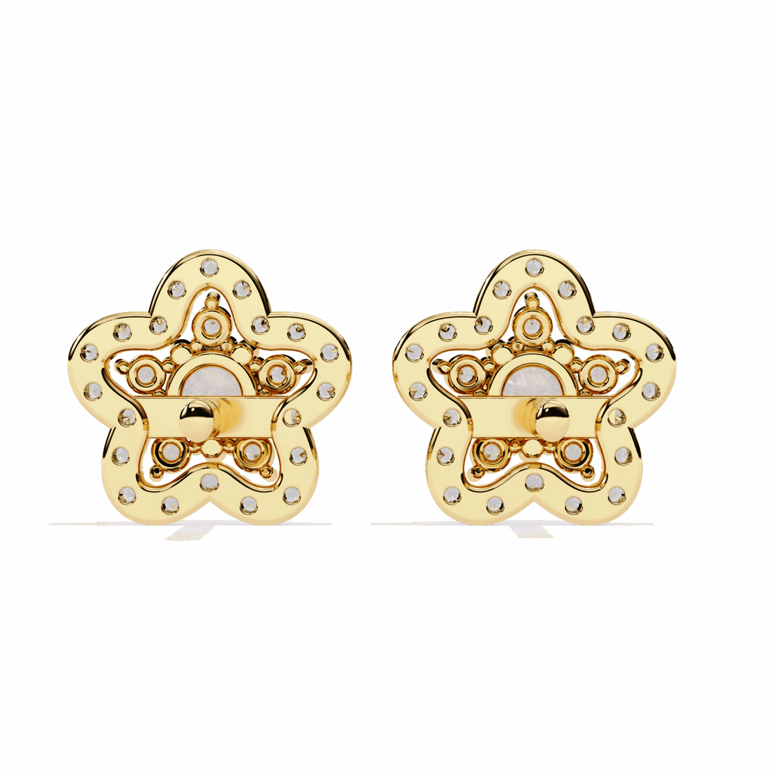 0.9 Carat Radiant Round Trio Stud Earrings in Moissanite | House of Estara