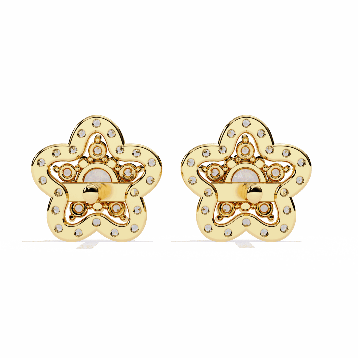 0.9 Carat Radiant Round Trio Stud Earrings in Moissanite | House of Estara