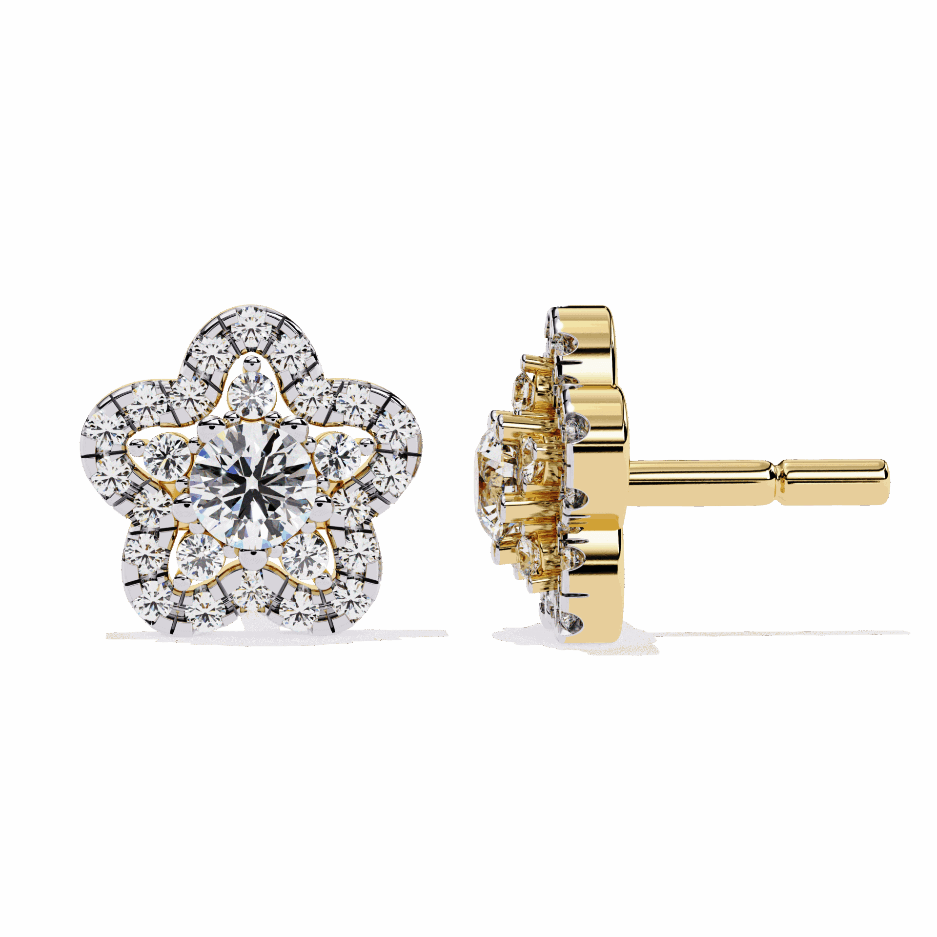 0.9 Carat Radiant Round Trio Stud Earrings in Moissanite | House of Estara