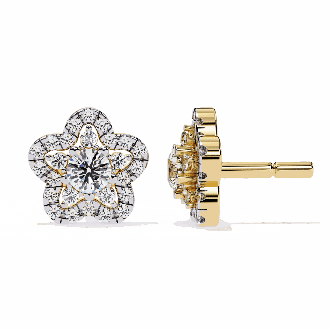 0.9 Carat Radiant Round Trio Stud Earrings in Moissanite | House of Estara