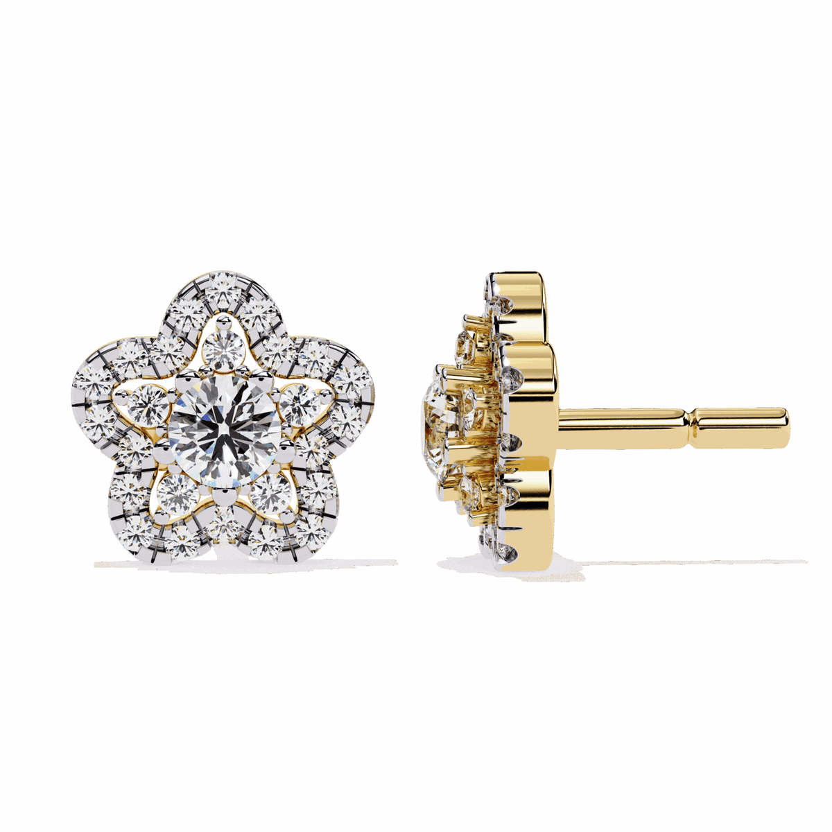 0.9 Carat Radiant Round Trio Stud Earrings in Moissanite | House of Estara