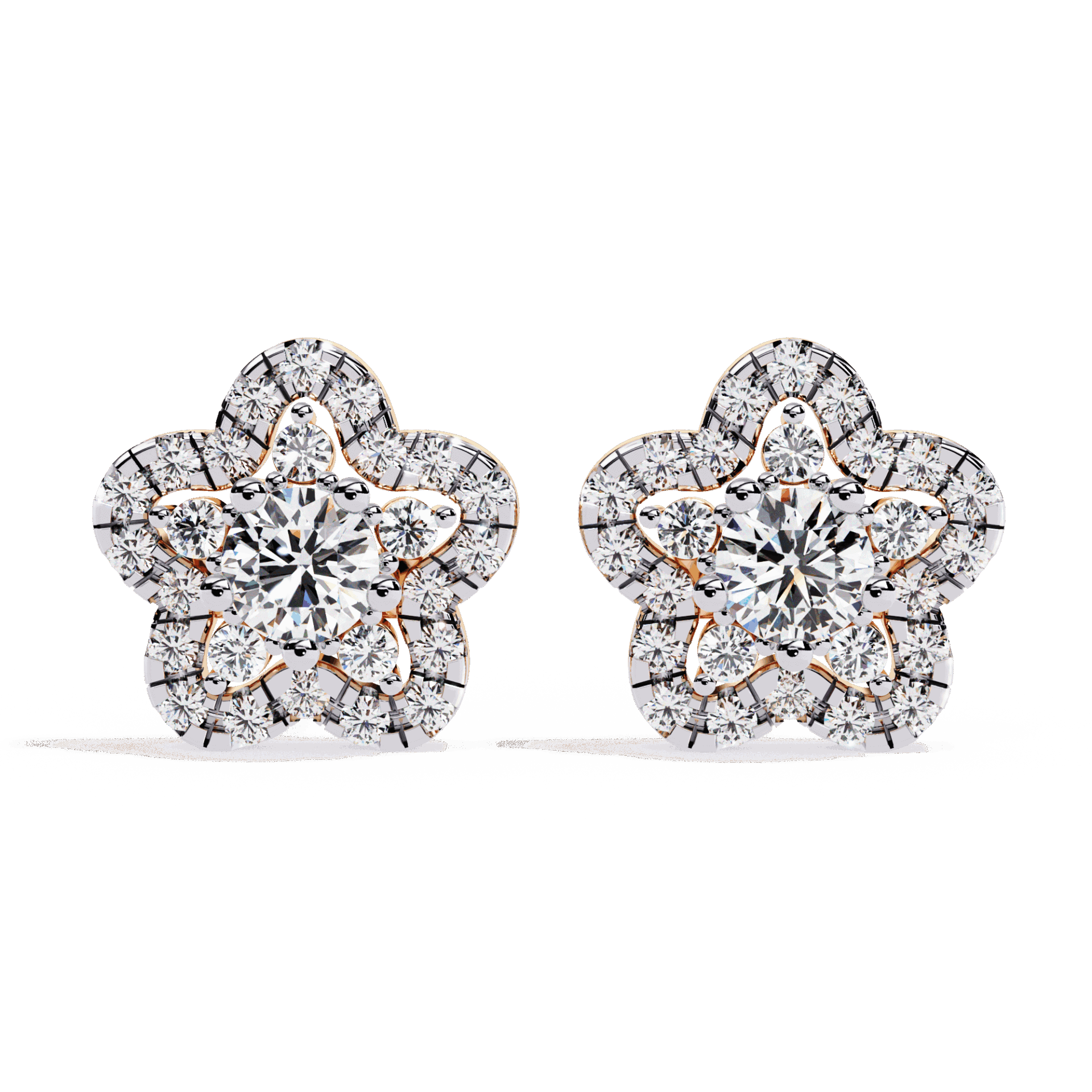 0.9 Carat Radiant Round Trio Stud Earrings in Moissanite | House of Estara