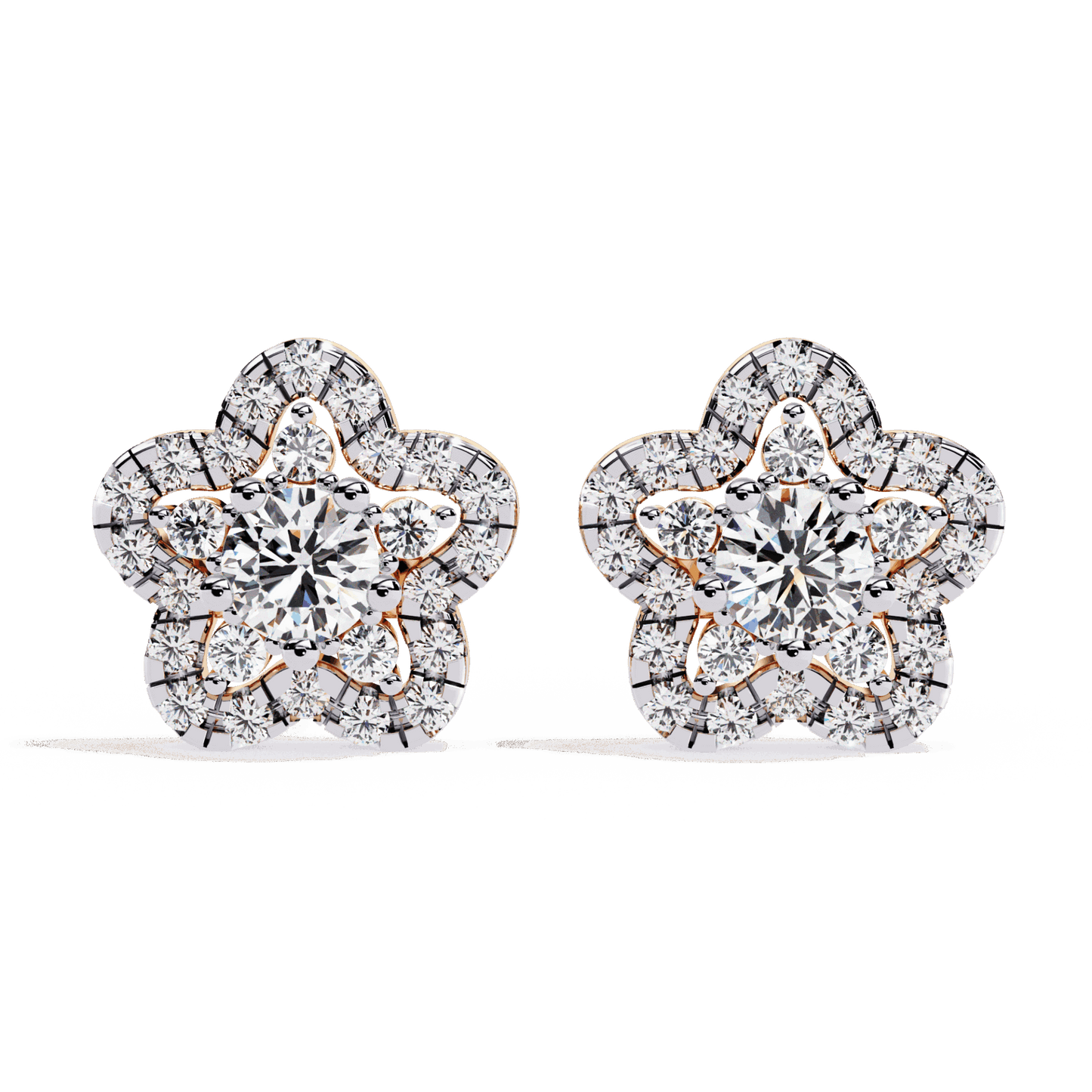 0.9 Carat Radiant Round Trio Stud Earrings in Moissanite | House of Estara