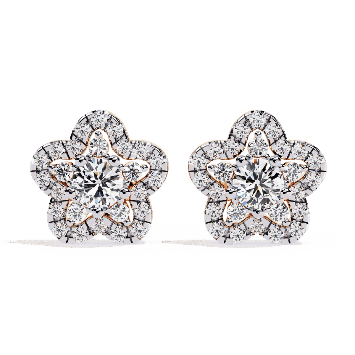 0.9 Carat Radiant Round Trio Stud Earrings in Moissanite | House of Estara