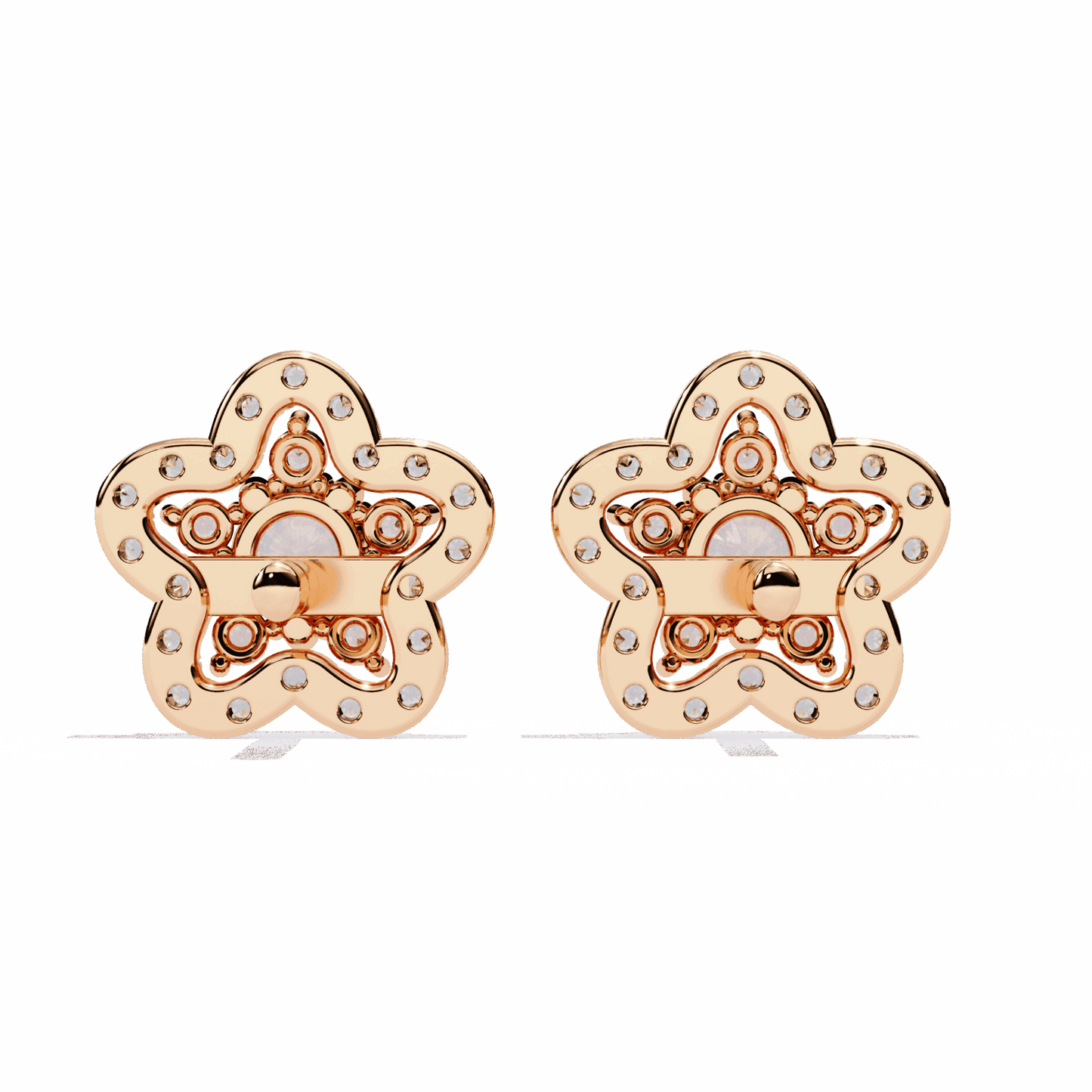 0.9 Carat Radiant Round Trio Stud Earrings in Moissanite | House of Estara