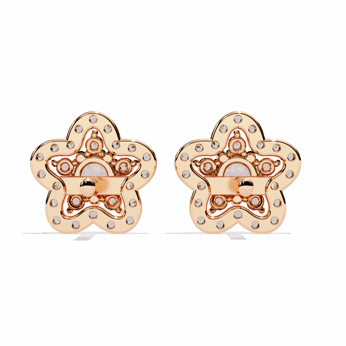 0.9 Carat Radiant Round Trio Stud Earrings in Moissanite | House of Estara