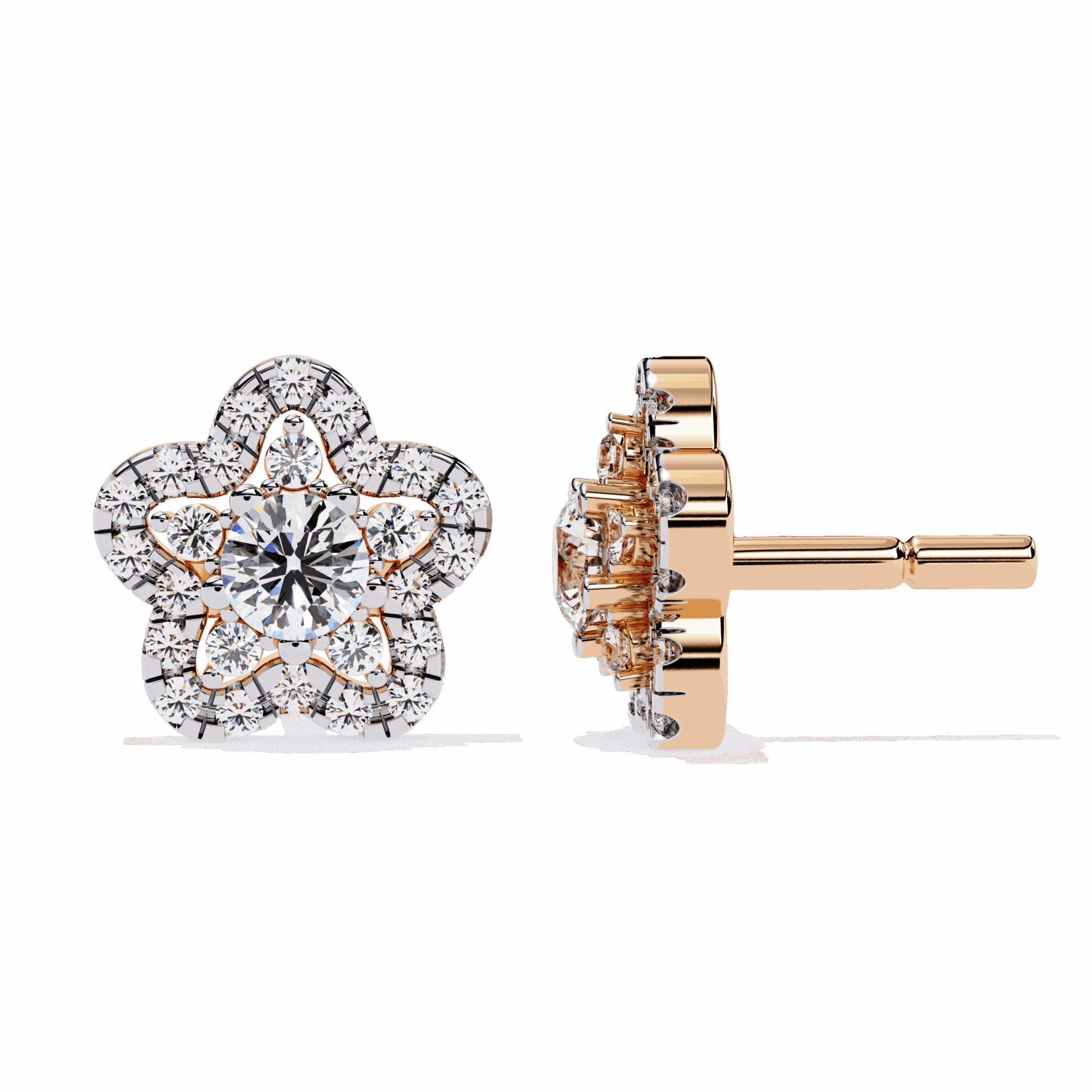 0.9 Carat Radiant Round Trio Stud Earrings in Moissanite | House of Estara