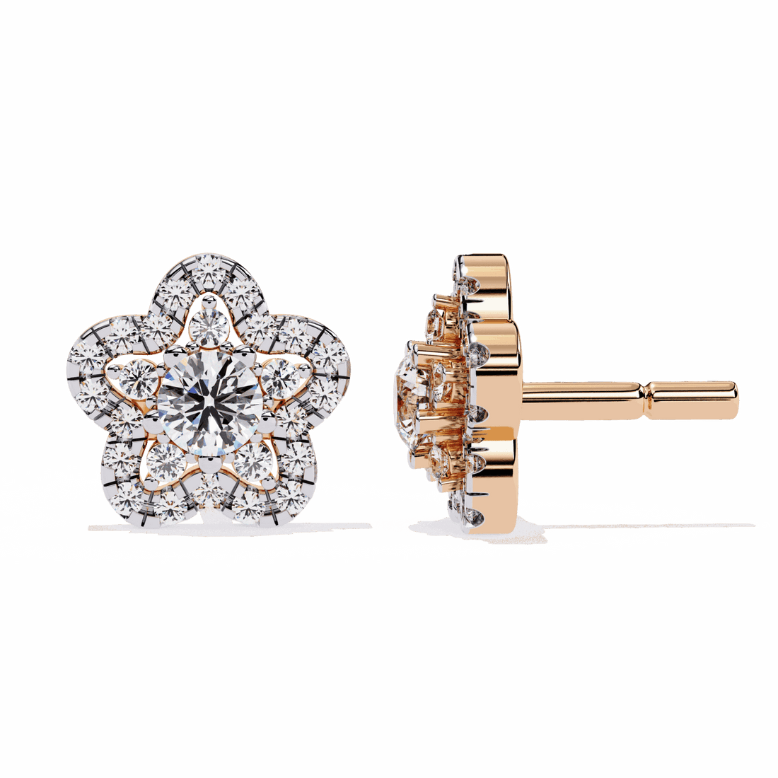 0.9 Carat Radiant Round Trio Stud Earrings in Moissanite | House of Estara
