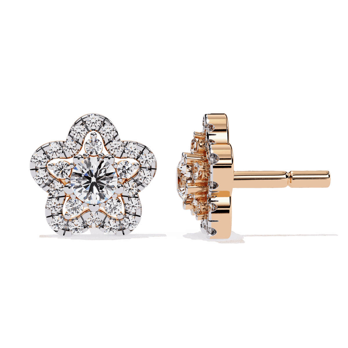 0.9 Carat Radiant Round Trio Stud Earrings in Moissanite | House of Estara