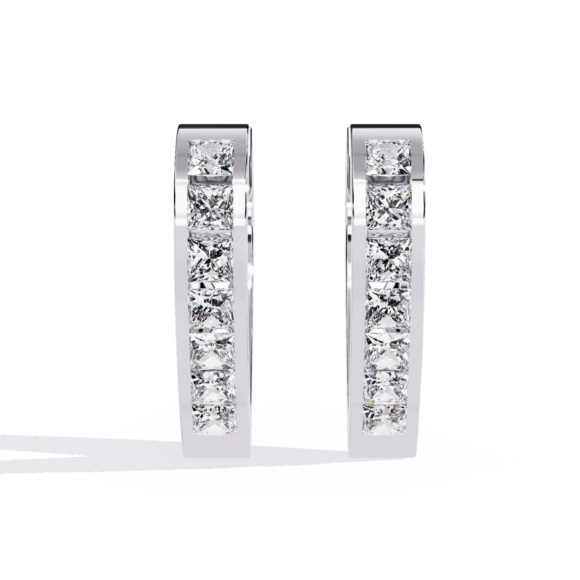 0.8 Carat Princess Channel Hoop Earrings in Moissanite | House of Estara